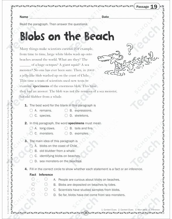 Main Idea Worksheets 4th Grade Printable