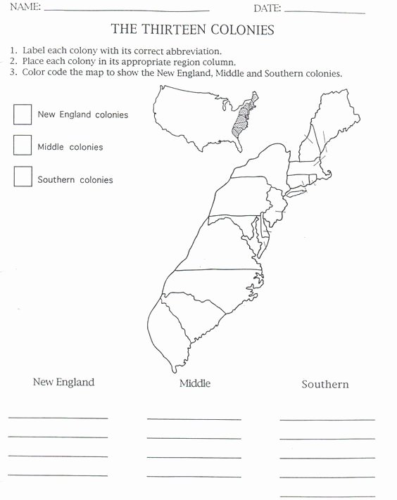 13 Colonies Map Worksheet Elegant 13 Colonies Map to Color and Label although Notice that