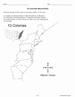 13 Colonies Map Worksheet New 13 Colonies Map Activity Grade 8 Free Printable Tests