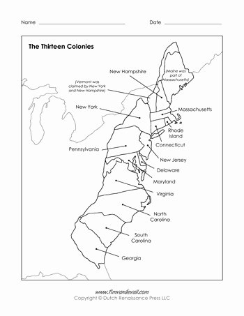 13 Colonies Map Worksheet New Free Printable 13 Colonies Map Pdf Labeled &amp; Blank Map