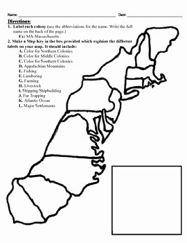 13 Colonies Map Worksheet Unique 13 Colonies Map Project 8 5x11 by Alexis forgit