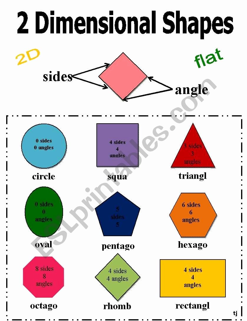 2 Dimensional Shapes Worksheet Awesome 2 Dimensional Shapes Esl Worksheet by Tamberly
