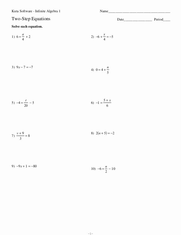 2 Step Equations Worksheet Beautiful Two Step Equations