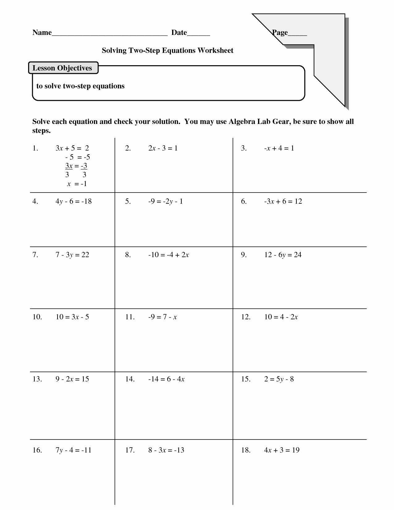 2 Step Equations Worksheet Elegant 15 Best Of Step 8 Worksheets Multi Step Word