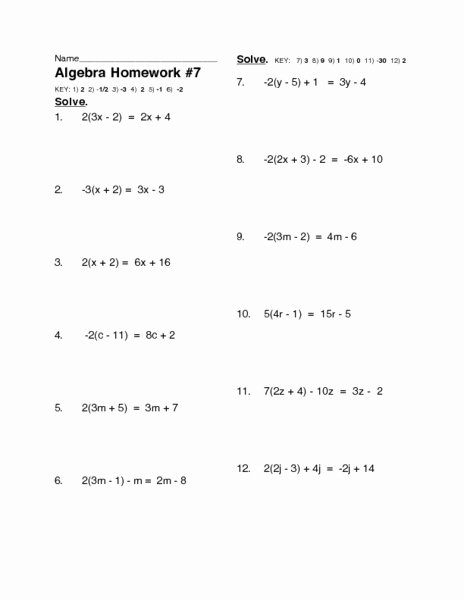 2 Step Equations Worksheet Elegant solving Twelve Multi Step Linear Equations Worksheet for