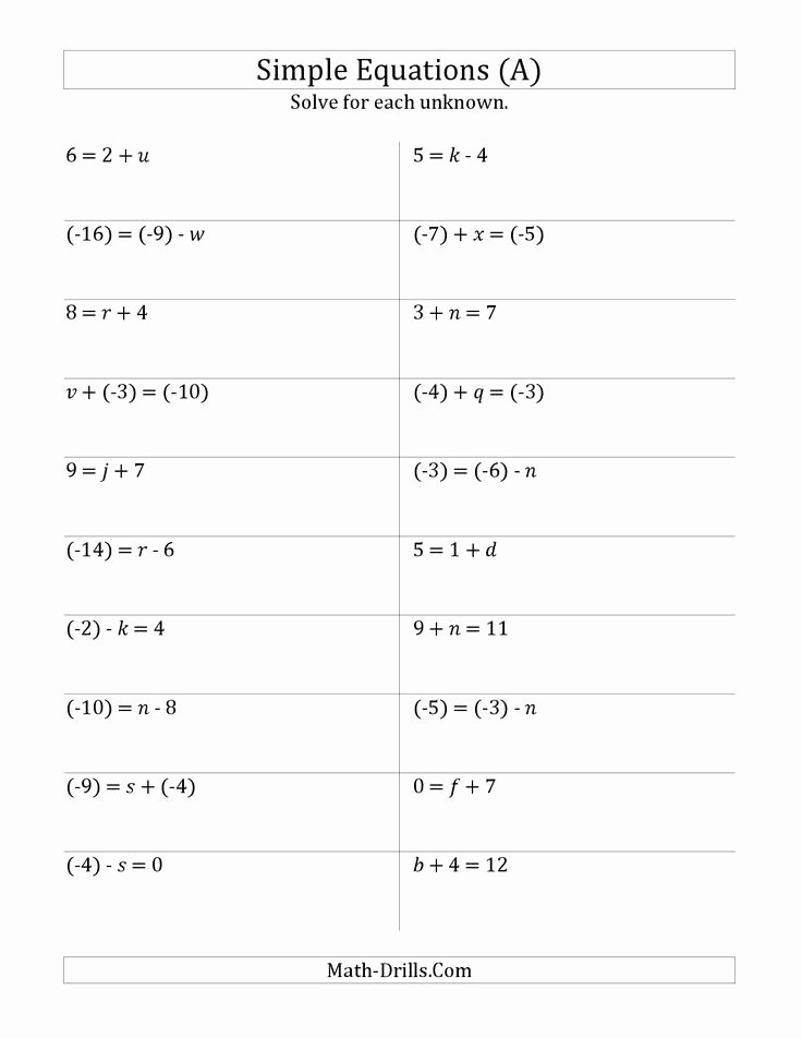 2 Step Equations Worksheet New Pin On Math