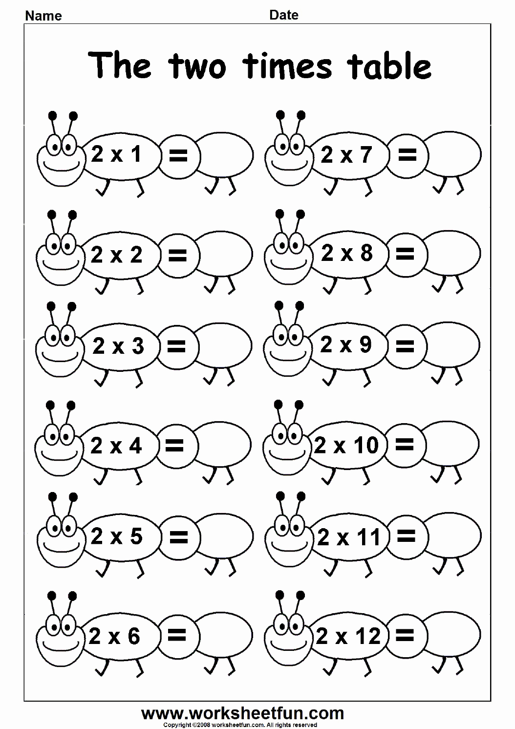 2 Times Table Worksheet Beautiful Multiplication Times Tables Worksheets – 2 3 4 5 6 &amp; 7