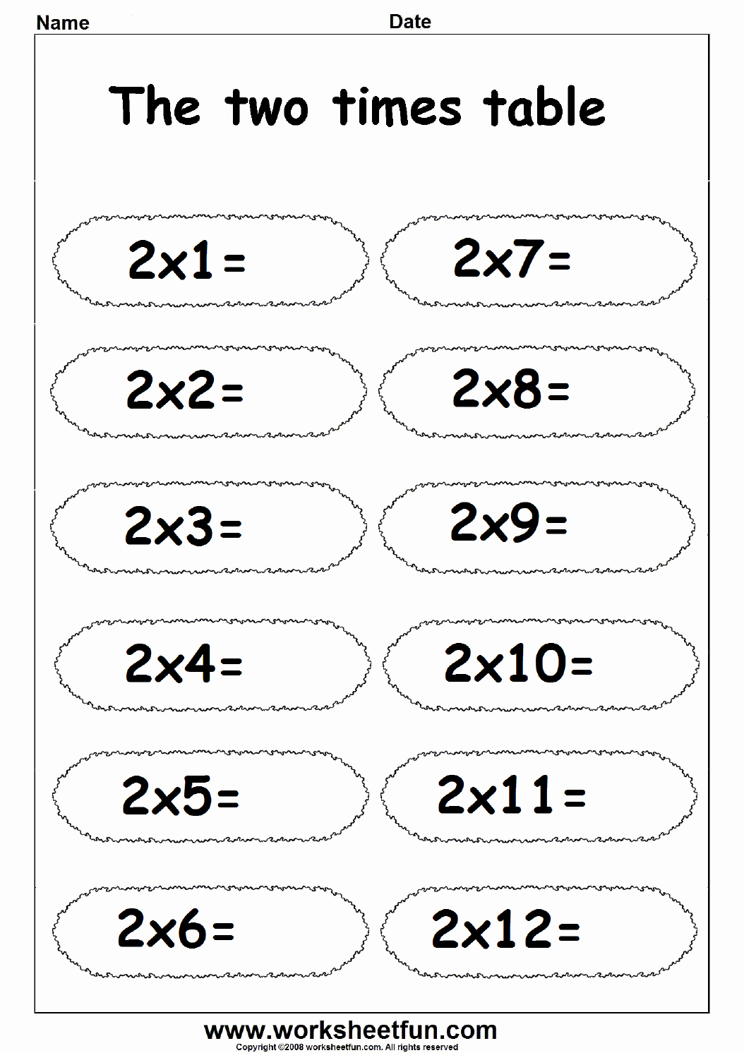 2 Times Table Worksheet Fresh Multiplication Times Tables Worksheets – 2 3 4 6 7 8