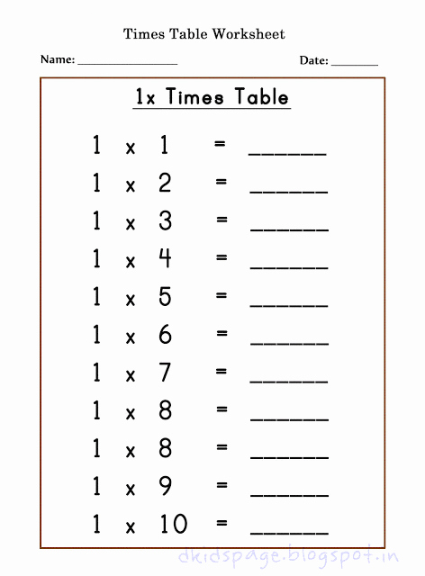 2 Times Table Worksheet Luxury Kids Page Printable 1 X Times Table Worksheets for Free