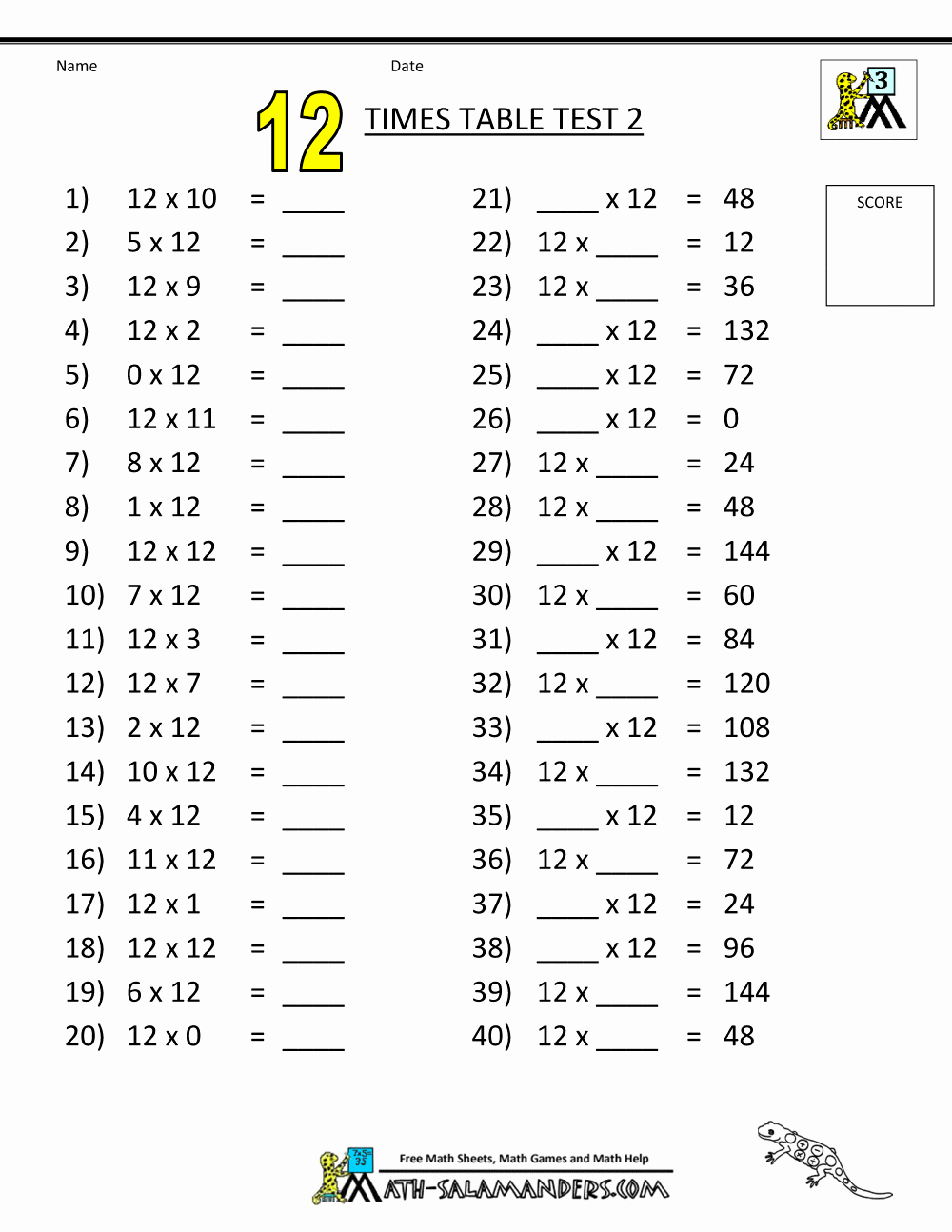2 Times Table Worksheet Luxury Times Tables Tests 6 7 8 9 11 12 Times Tables