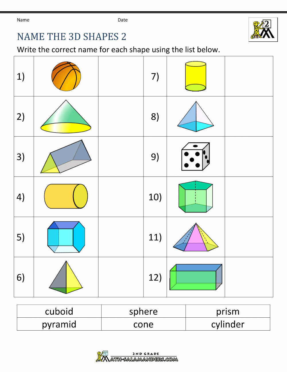 2nd Grade Geometry Worksheet Best Of 3d Shapes Worksheets 2nd Grade