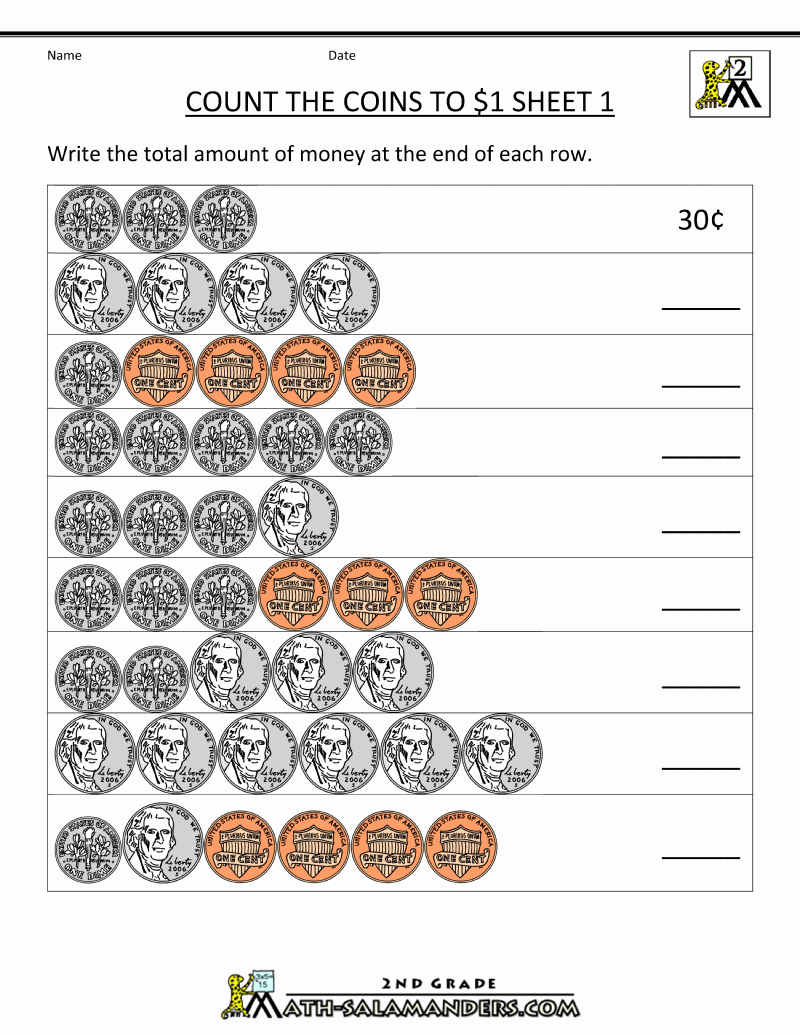 2nd Grade Geometry Worksheet Best Of Counting Money Worksheets Up to $1