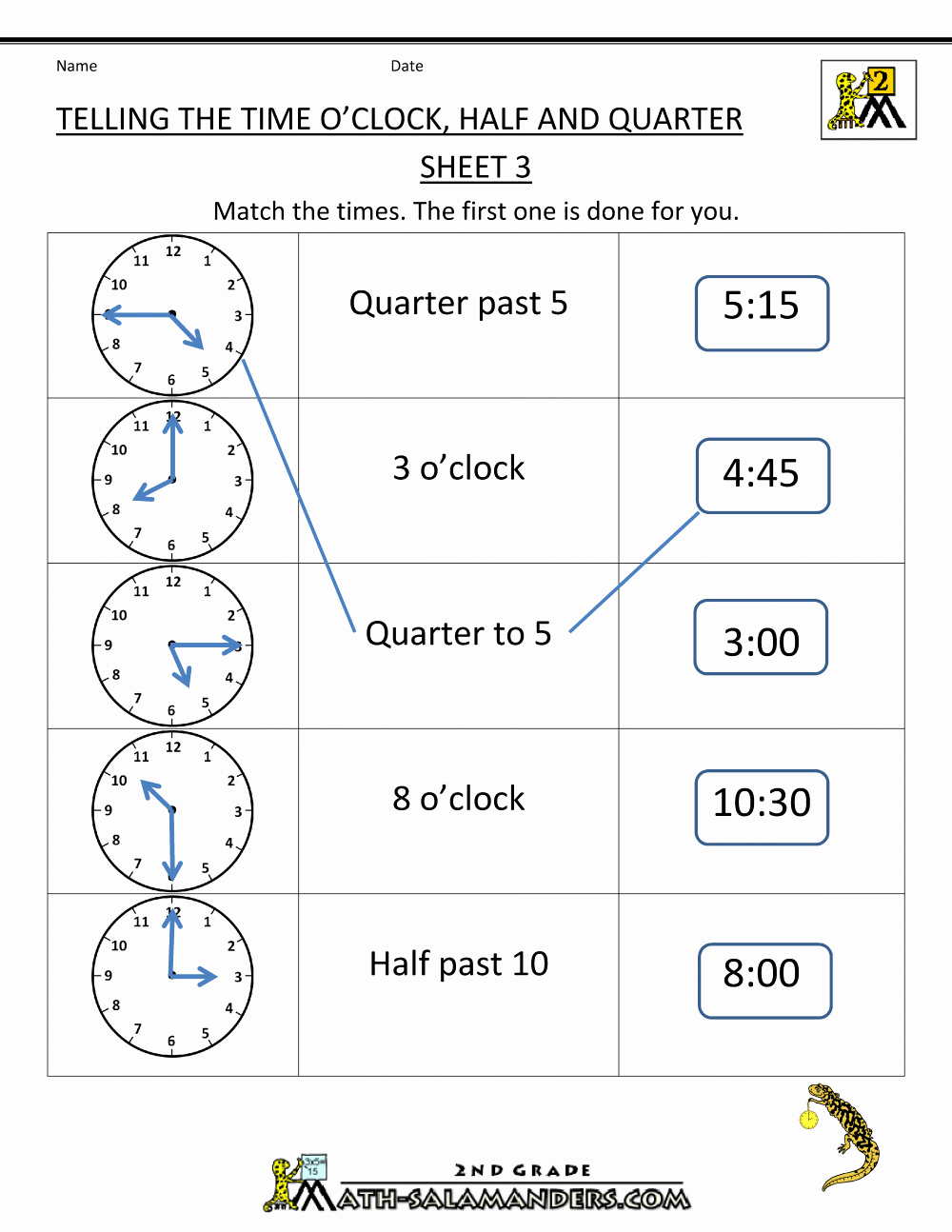 2nd Grade Geometry Worksheet Fresh Time Worksheet O Clock Quarter and Half Past