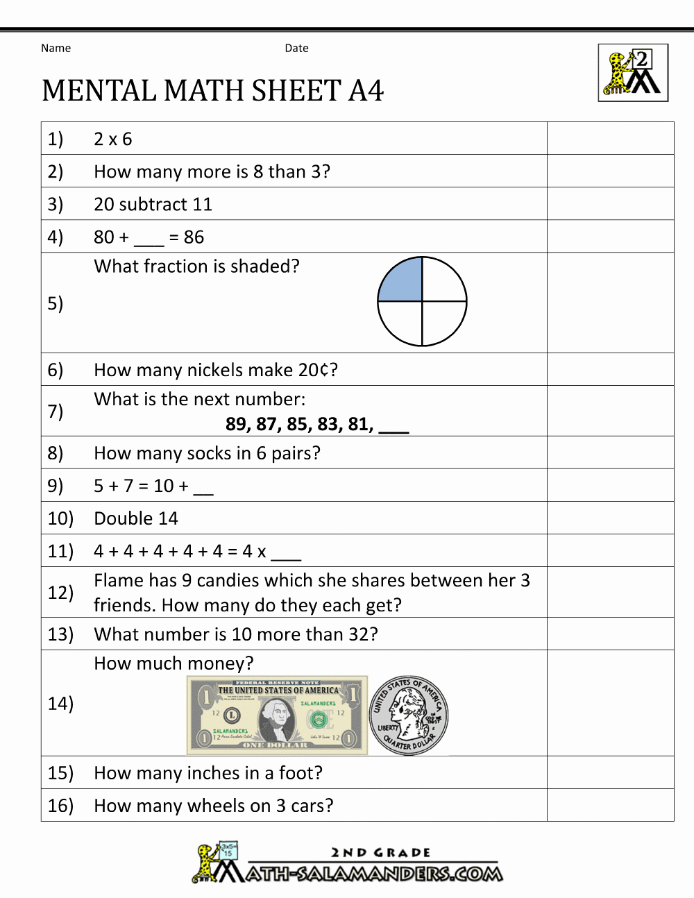 2nd Grade Geometry Worksheet Lovely 2nd Grade Mental Math Worksheets