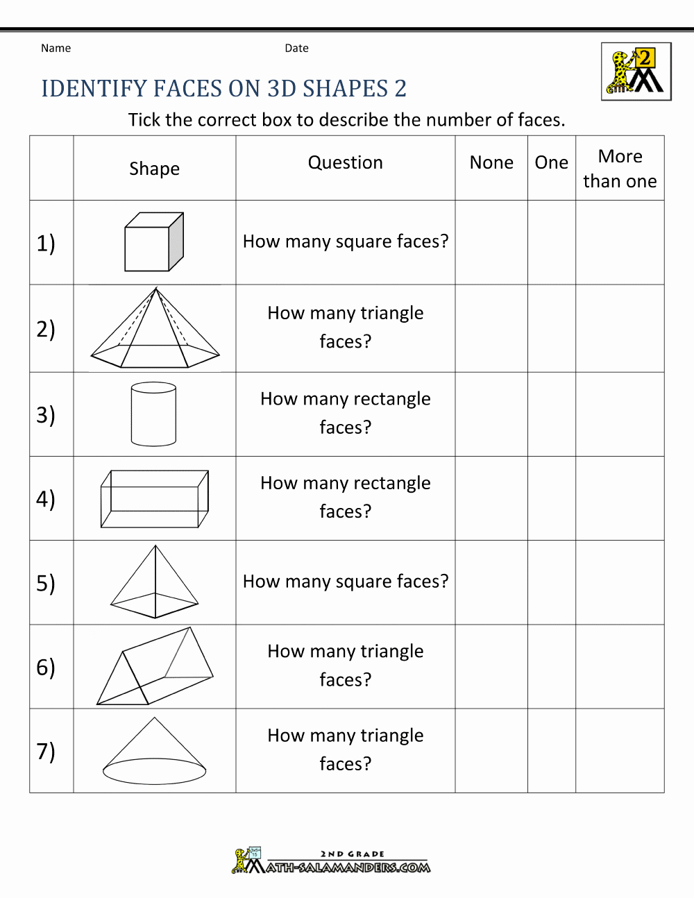 2nd Grade Geometry Worksheet Lovely 3d Shapes Worksheets 2nd Grade