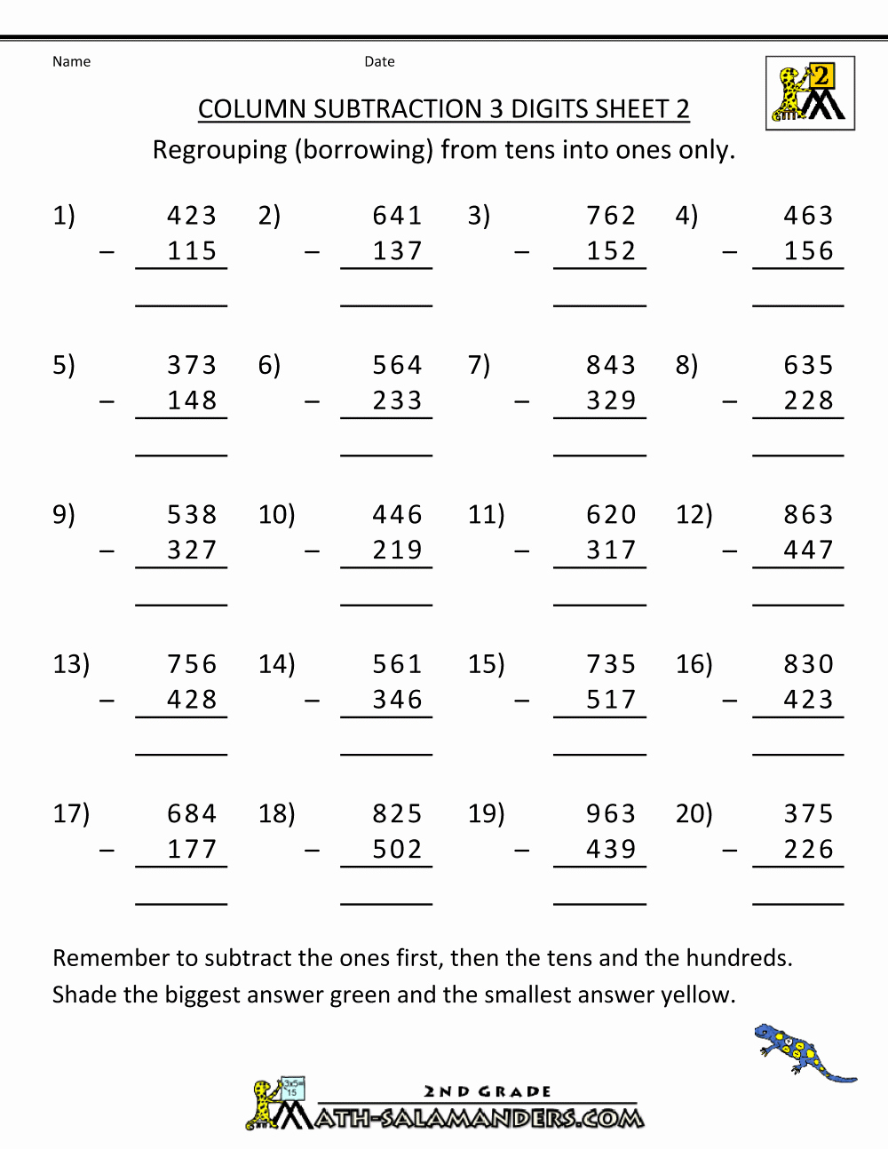 2nd Grade Geometry Worksheet Lovely Subtraction with Regrouping Worksheets