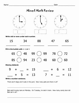 2nd Grade Math Worksheet Pdf Unique Mixed Math Review Worksheet by Kelly Connors