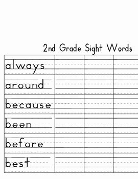 2nd Grade Sight Words Worksheet Best Of 2nd Grade Dolch Sight Word Handwriting Worksheets by Amy