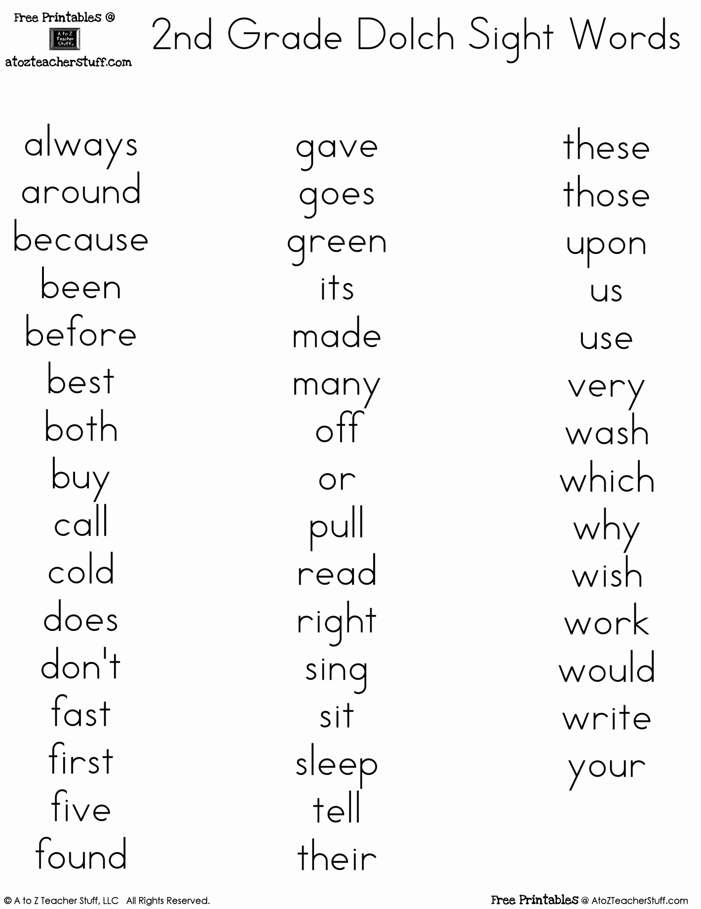 2nd Grade Sight Words Worksheet Fresh Printable Dolch Word Lists