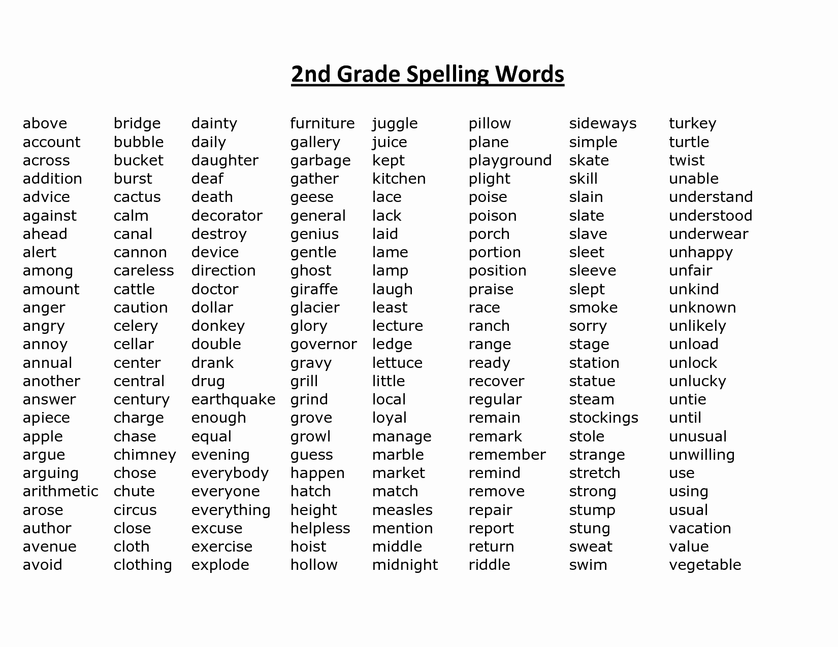 2nd Grade Sight Words Worksheet Luxury Printables Spelling Words for Second Grade Gozoneguide