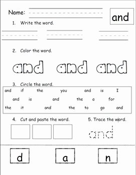 2nd Grade Sight Words Worksheet Luxury Sight Word Trace Write Color Cut Circle 2