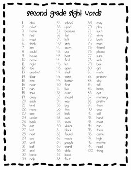2nd Grade Sight Words Worksheet New Second Grade Sight Word List by Christine Reed