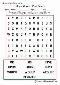 2nd Grade Sight Words Worksheet Unique Second Grade Sight Word Search Aussie Childcare Network