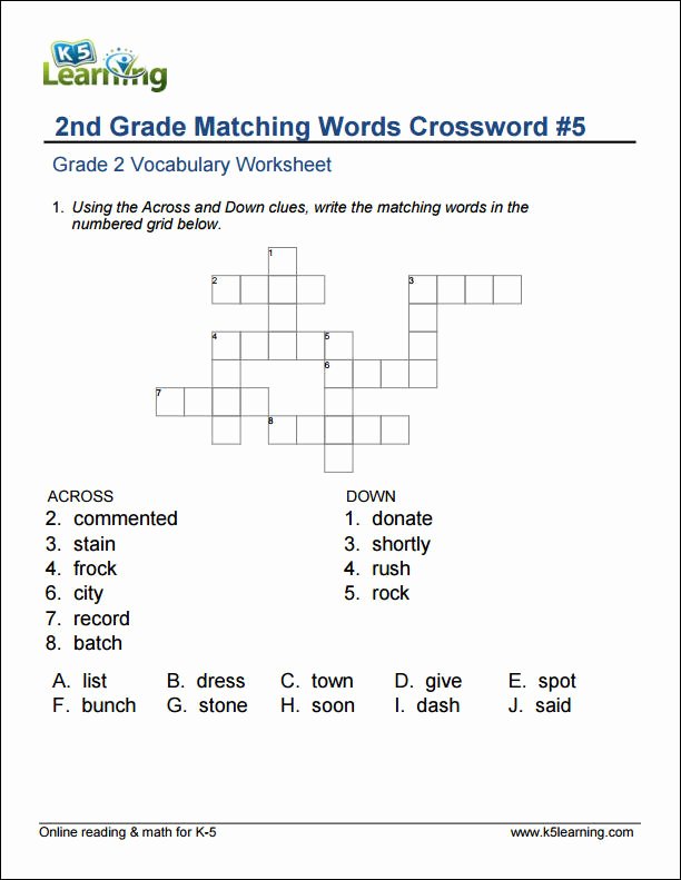 2nd Grade Vocabulary Worksheet Awesome 2nd Grade Vocabulary Worksheets – Printable and organized