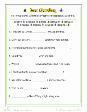 2nd Grade Vocabulary Worksheet Best Of Bee Garden Worksheet