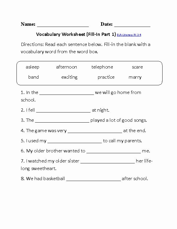2nd Grade Vocabulary Worksheet Fresh 13 Best Of English 9th Grade Vocabulary Worksheets
