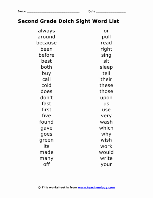 2nd Grade Vocabulary Worksheet Lovely Second Grade Sight Words Teaching Pinterest