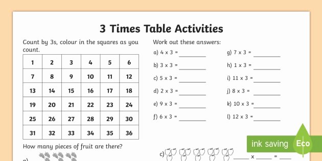 3 Times Table Worksheet Best Of 3 Times Table Worksheet Worksheet Multiplication