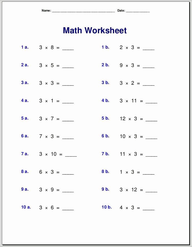 3 Times Table Worksheet Inspirational Easy and Simple 3 Times Table Worksheets