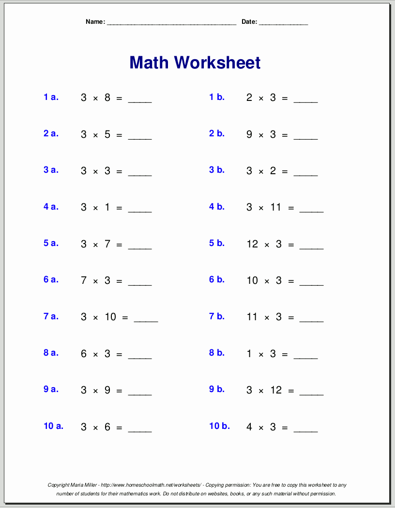 3 Times Table Worksheet Luxury Multiplication Worksheets for Grade 3