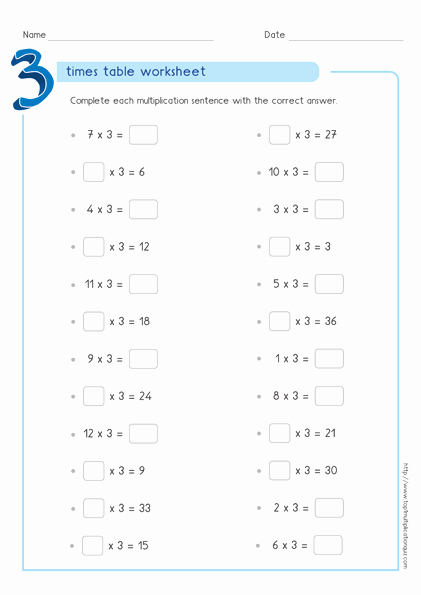 3 Times Table Worksheet Luxury Three Times Tables Practice