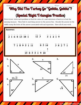 30 60 90 Triangles Worksheet Elegant Right Triangles Special Right 45 45 &amp; 30 60 90