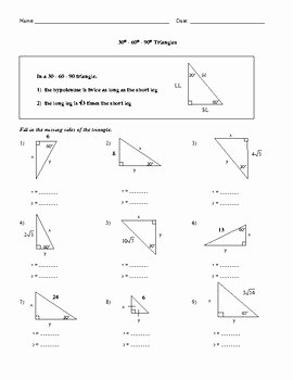 30 60 90 Triangles Worksheet Unique 30 60 90 Triangles Worksheet by Family 2 Family Learning
