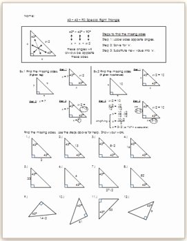 30 60 90 Triangles Worksheet Unique 45 45 90 Special Right Triangle Practice Hw by Eric