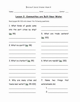 3rd Grade social Studies Worksheet Unique 3rd Grade Harcourt Brace social Stu S Munities