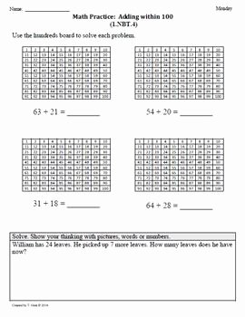 4 Nbt 1 Worksheet Awesome 1 Nbt 4 Add within 100 1st Grade Mon Core Math