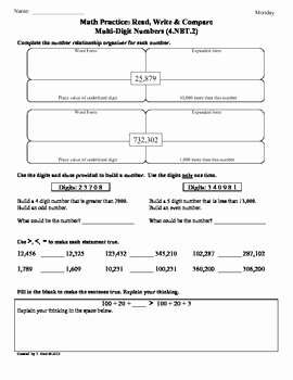 4 Nbt 1 Worksheet Awesome 4 Nbt 2 Read Write&amp; Pare Multi Digit Numbers 4th Grade