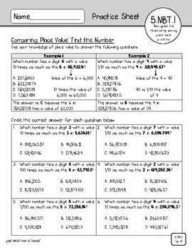 4 Nbt 1 Worksheet Best Of 5 Nbt 1 Practice Sheets Understanding Place Value by