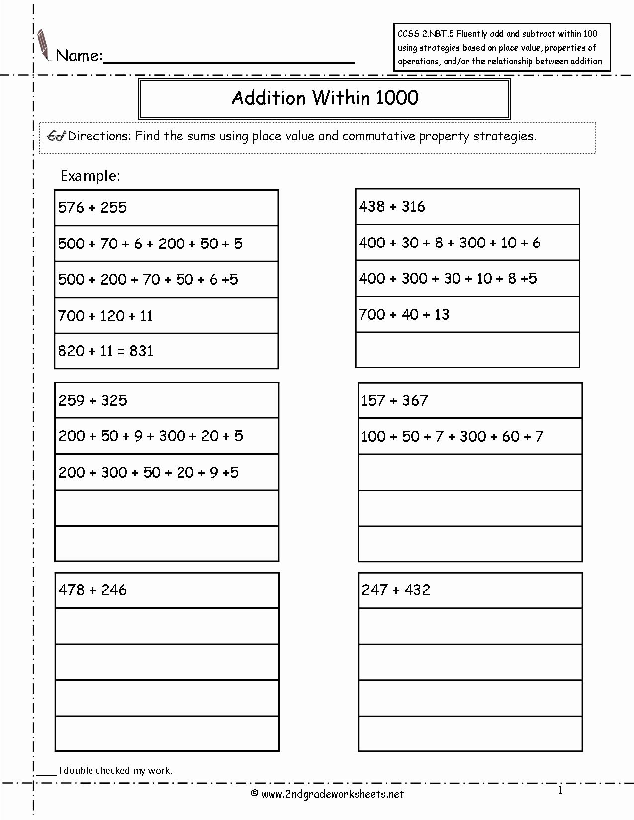 4 Nbt 1 Worksheet Elegant Ccss 2 Nbt 7 Worksheets Addition and Subtraction within