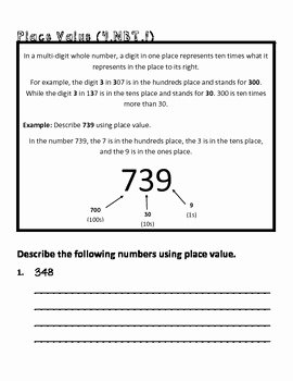 4 Nbt 1 Worksheet Lovely 4th Grade Math Mon Core Worksheet 4 Nbt 1 by