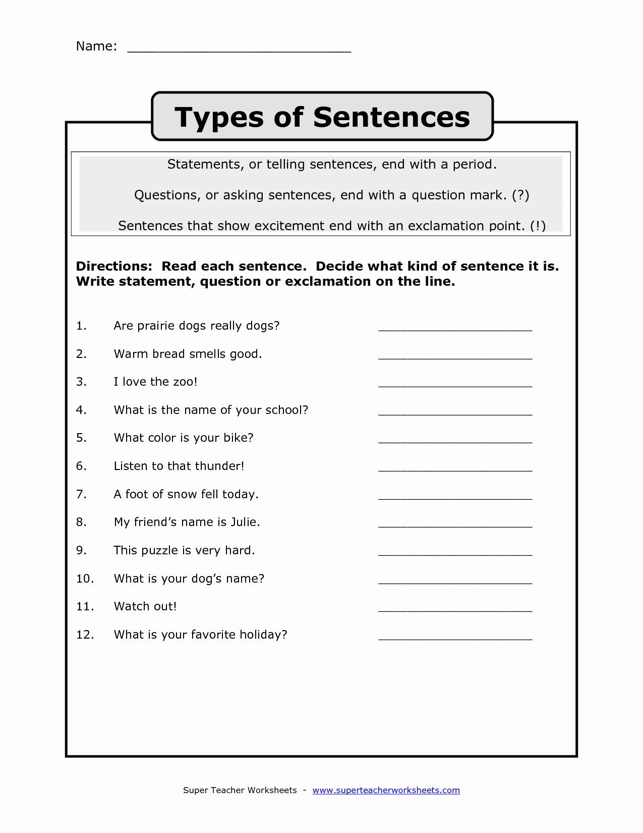 4 Types Of Sentences Worksheet Elegant 14 Best Of 4 Types Sentences Worksheets 4