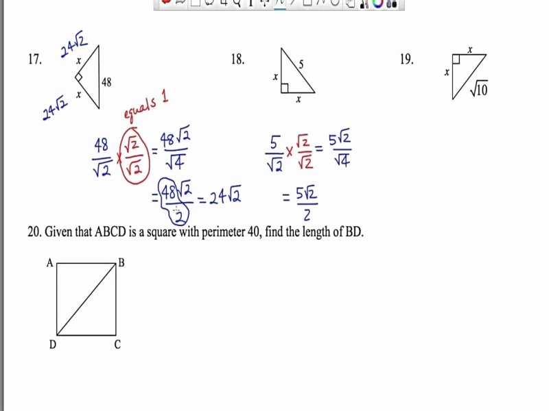 5.8 Special Right Triangles Worksheet Fresh Special Right Triangles 45 45 90 Worksheet Free