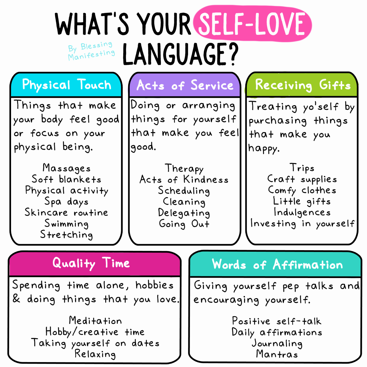 5 Love Languages Worksheet Luxury 5 Self Love Languages Blessing Manifesting
