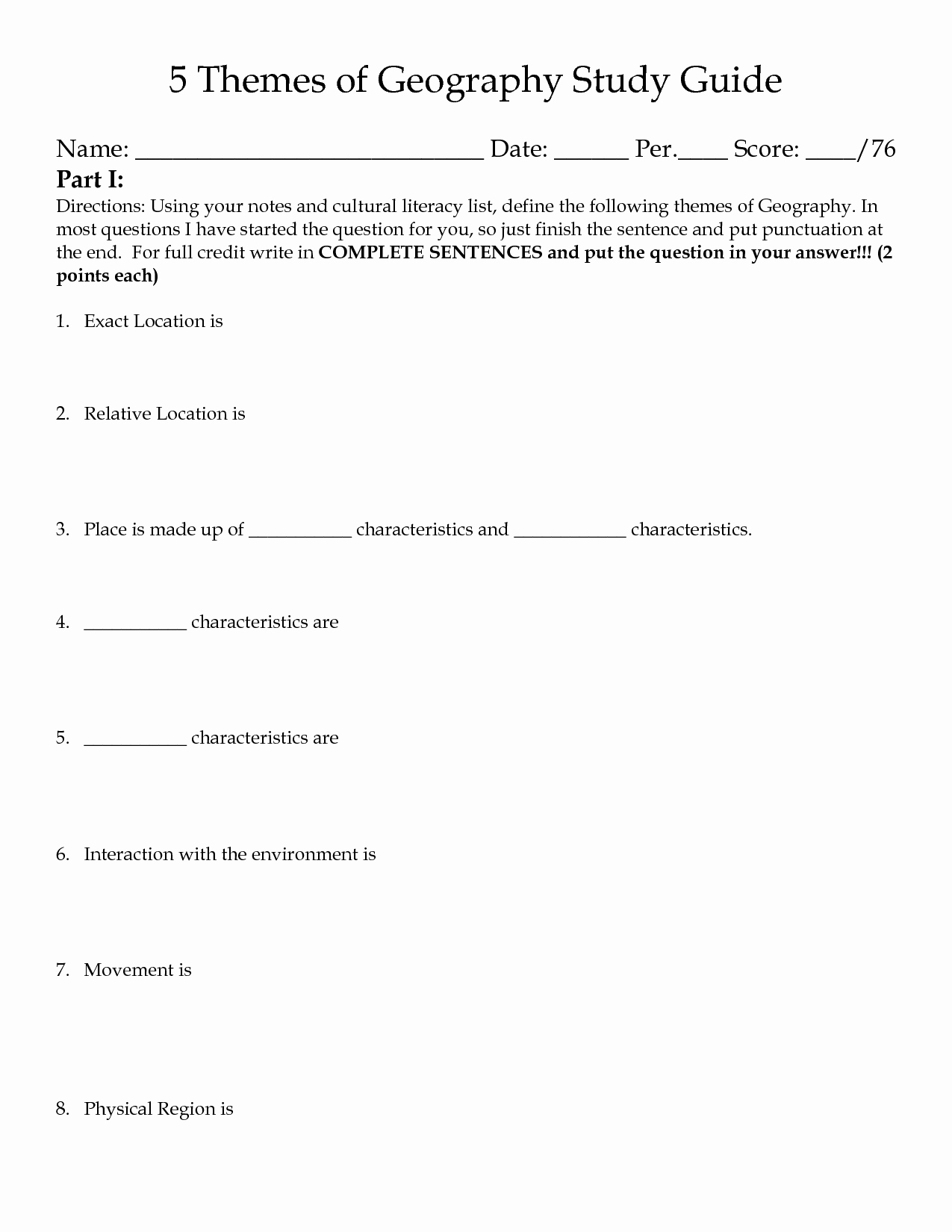 5 themes Of Geography Worksheet Awesome 11 Best Of 5th Grade Geography Worksheets 5th