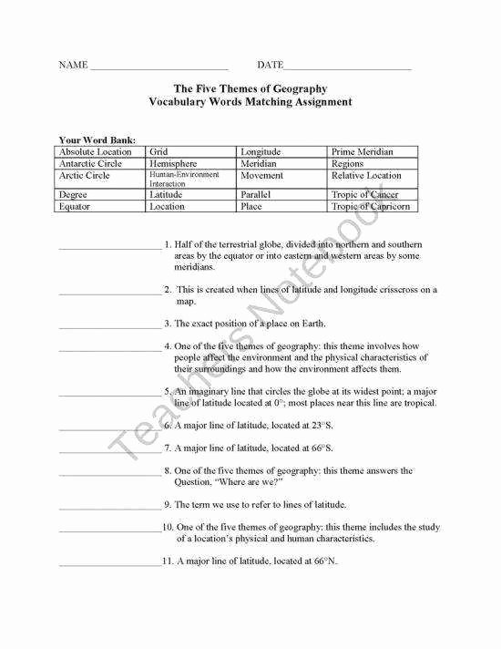5 themes Of Geography Worksheet Best Of Five themes Geography Worksheet
