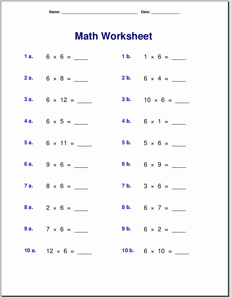 6 Times Table Worksheet Best Of Printable 6 Times Table Worksheets